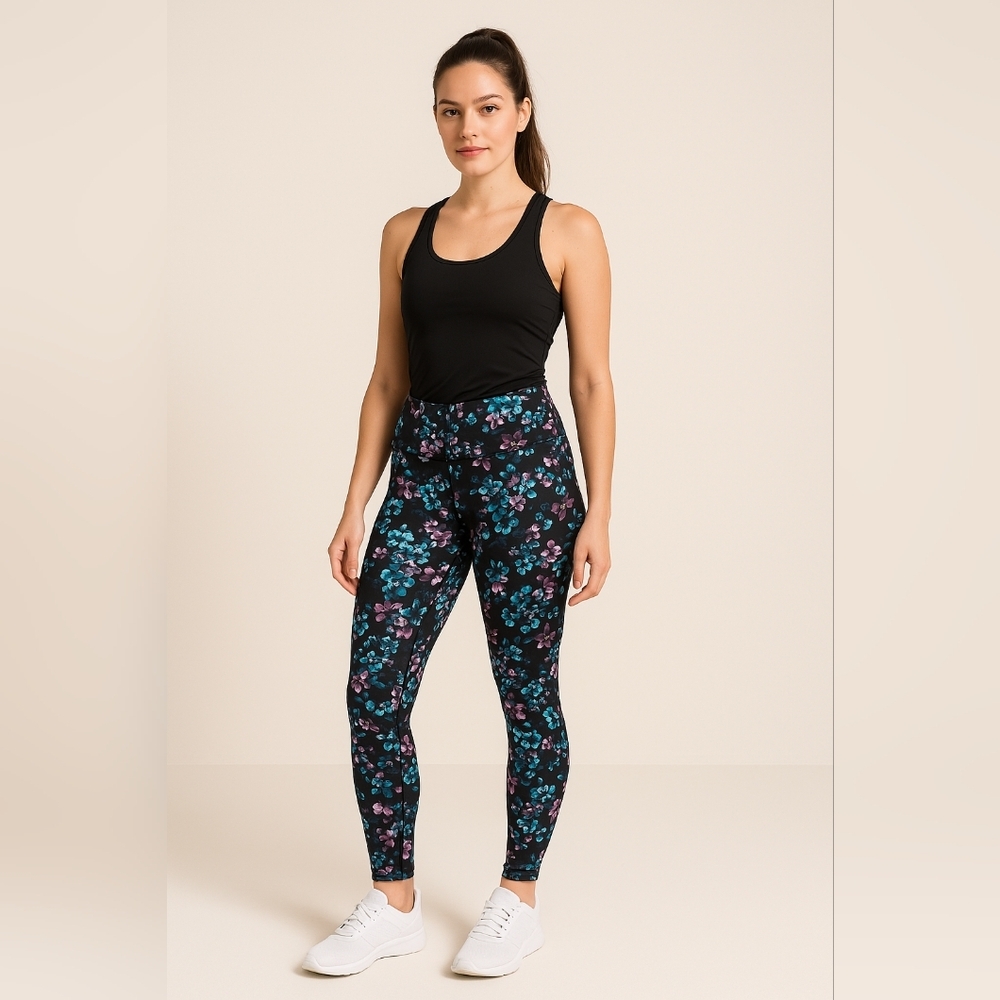 AVIA Colorful Black Blue Purple Leggings  Summer Casual Athletic‎ Wear (#1,550)